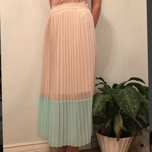 Color blocked pleated sheer skirt